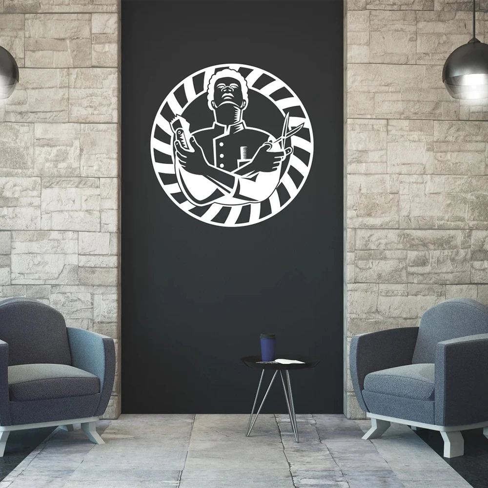 Логотип парикмахерской наклейка на стену окно для украшение дизайнерские