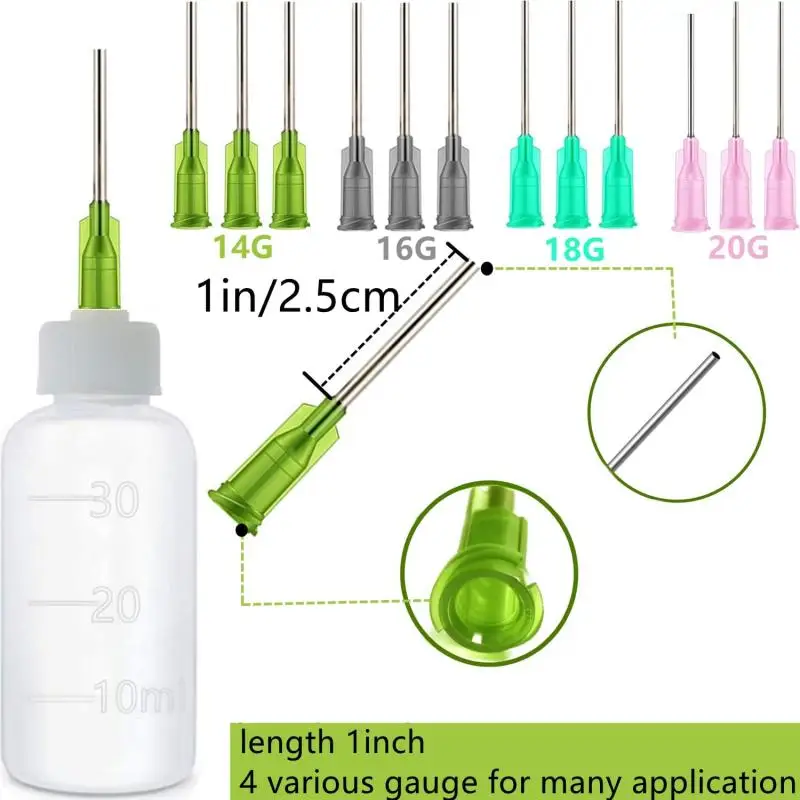 Пластиковые бутылки-аппликаторы с тупым наконечником иглы для нанесения клея