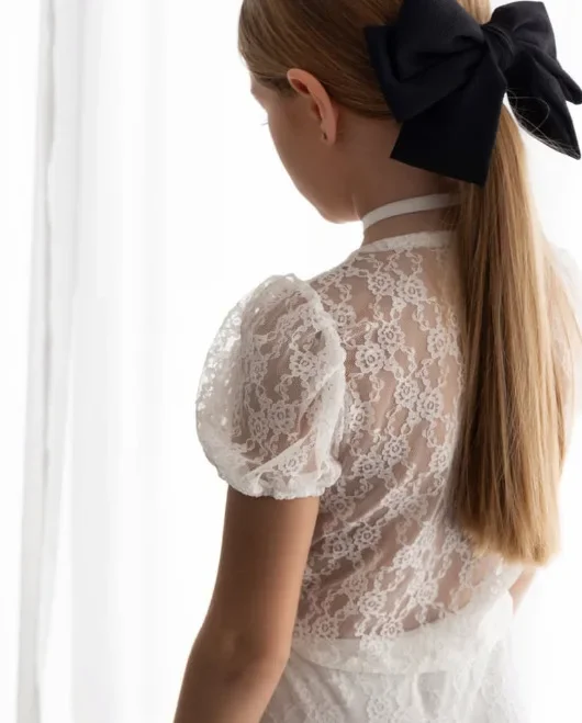 Кружевной комплект весна-лето 2024 новая кружевная рубашка с объемными рукавами