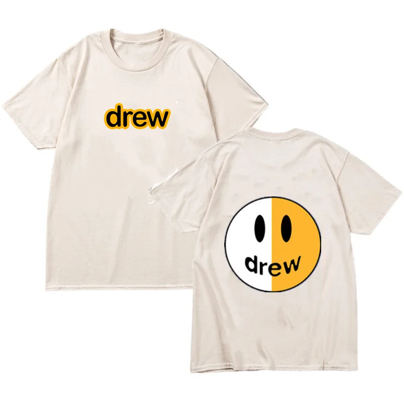 

DREW House 2022 Summer Hip Hop T Shirt Men Women Brand Smiley Harajuku Men T-Shirts Fashion Justin Bieber Letter Print Tees Tops