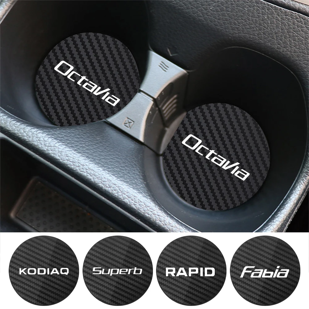 Фото 2 шт. противоскользящие коврики для подстаканников автомобиля для Skoda Octavia, Fabia, Rapid, Superb, Kodiaq, Scala, Karoq, Citigo, Kamiq, Roomster, Enyaq, аксессуары №2