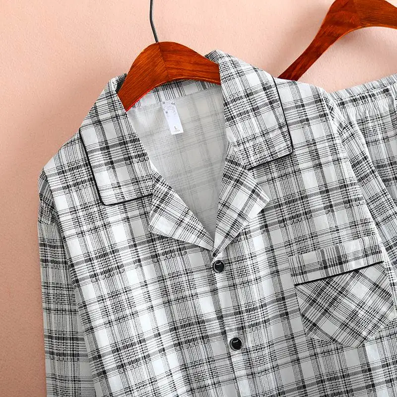 Модные мужские пижамы из 00% чистого хлопка весна-лето тонкий комплект домашней