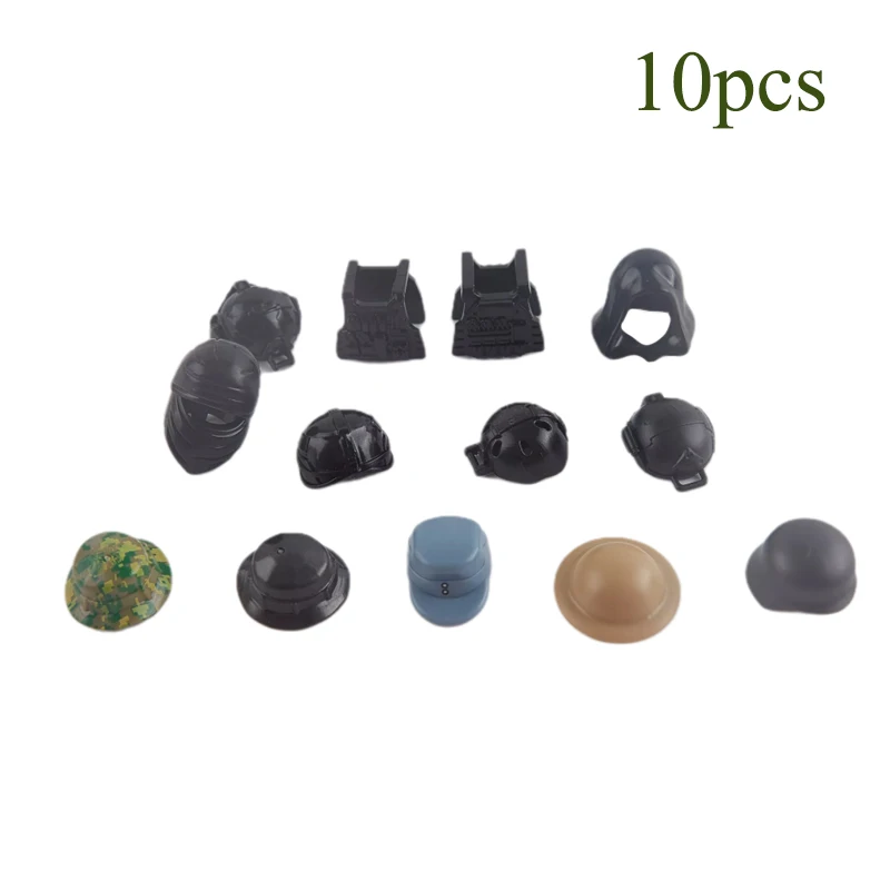 

10Pcs Modern Military Tactical Helmet Building Blocks Figures Accessories Toys