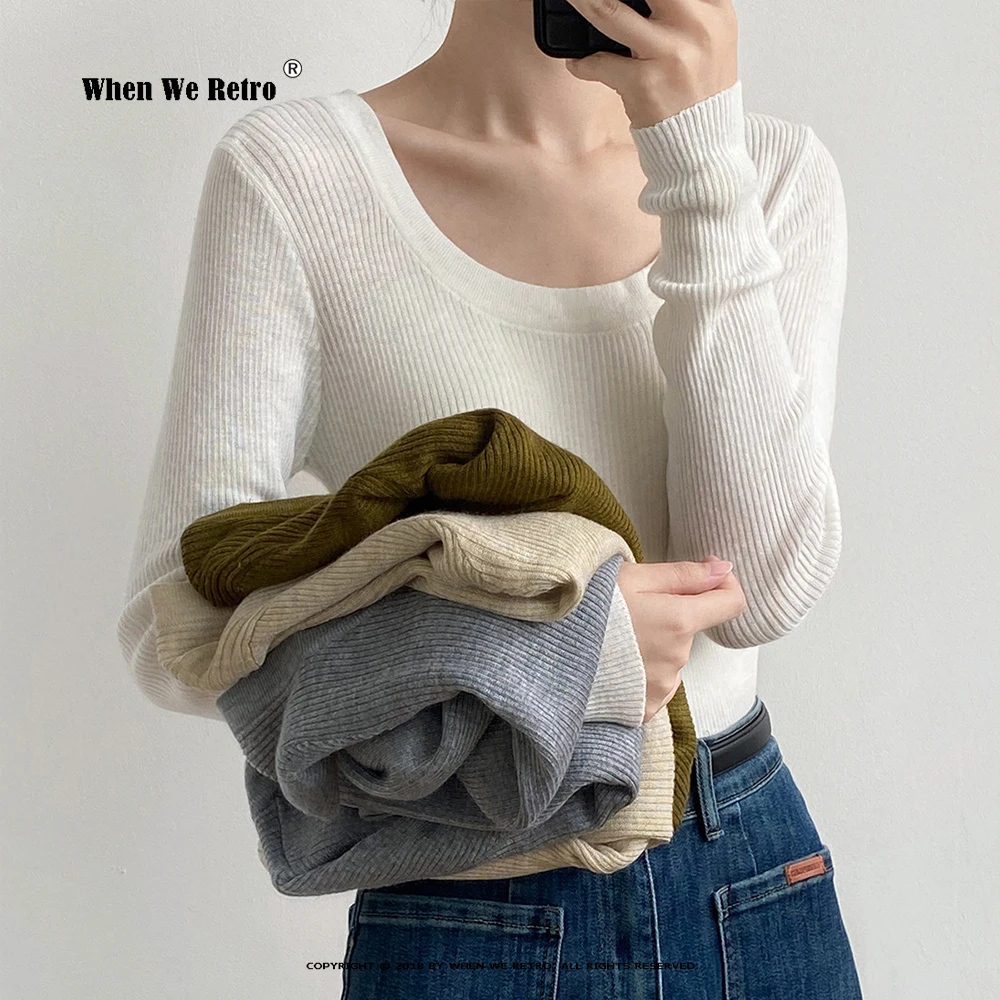 

Женский осенне-зимний вязаный свитер с длинным рукавом и круглым вырезом