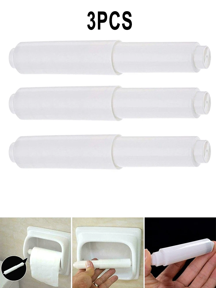 

3pcs White Plastic Holder Replacement Spring Telescopic Rod High Quality Toilet Paper Roll Holders Bathroom Supplies