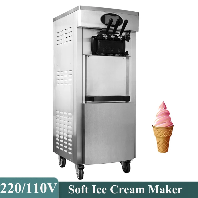 

Commercial Ice Cream Machine Vertical Soft Serve Ice Cream Makers One Click Cleaning Sweet Cone Freezing Equipment