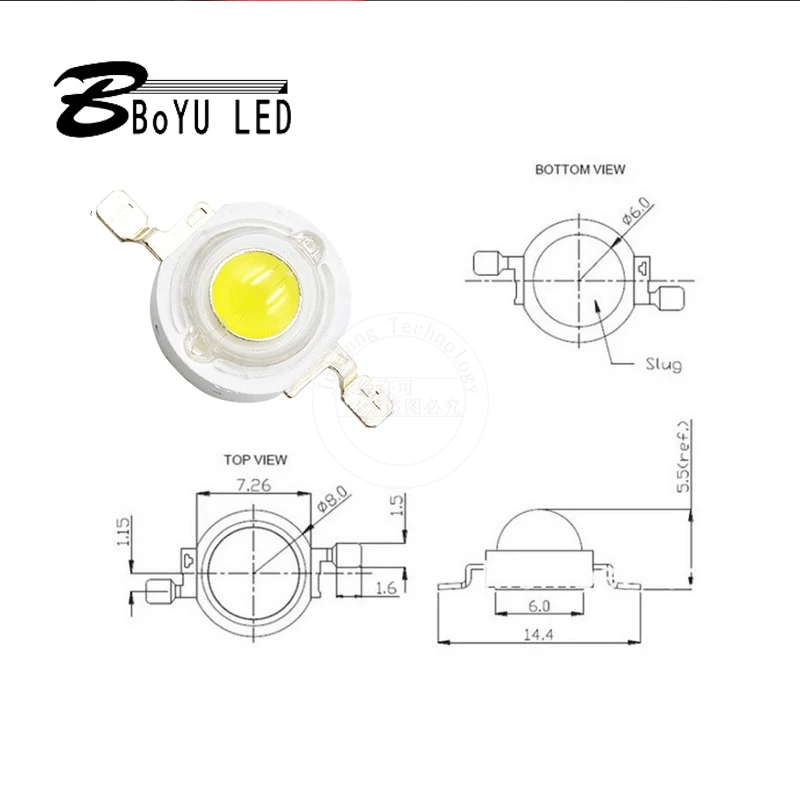 High-power LED lumen lamp beads 1-3-5W cool white (8000-10000K) diode chip flashlight stage light | Освещение