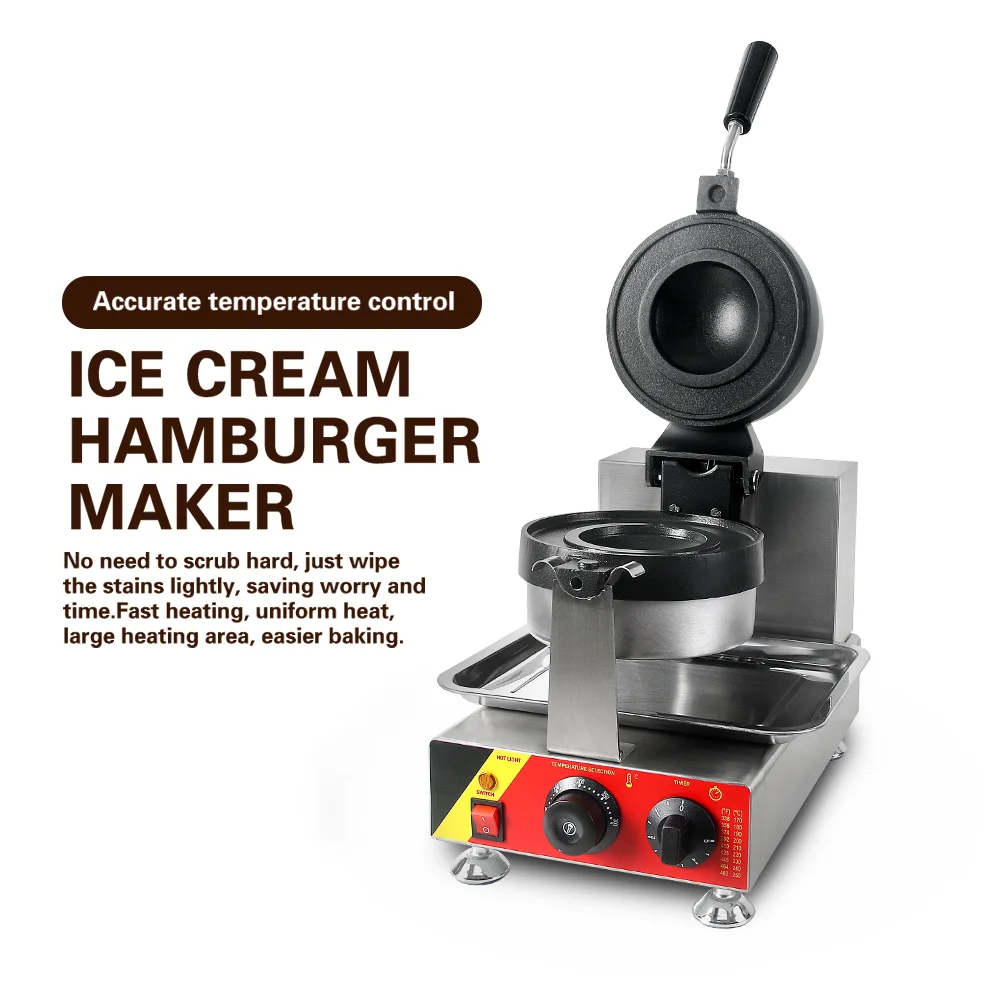 New Styles Hamburger Press Maker With Filling Panini Press Stainless Steel Ice Cream Burger Machine Patty Filling Waffle Baker
