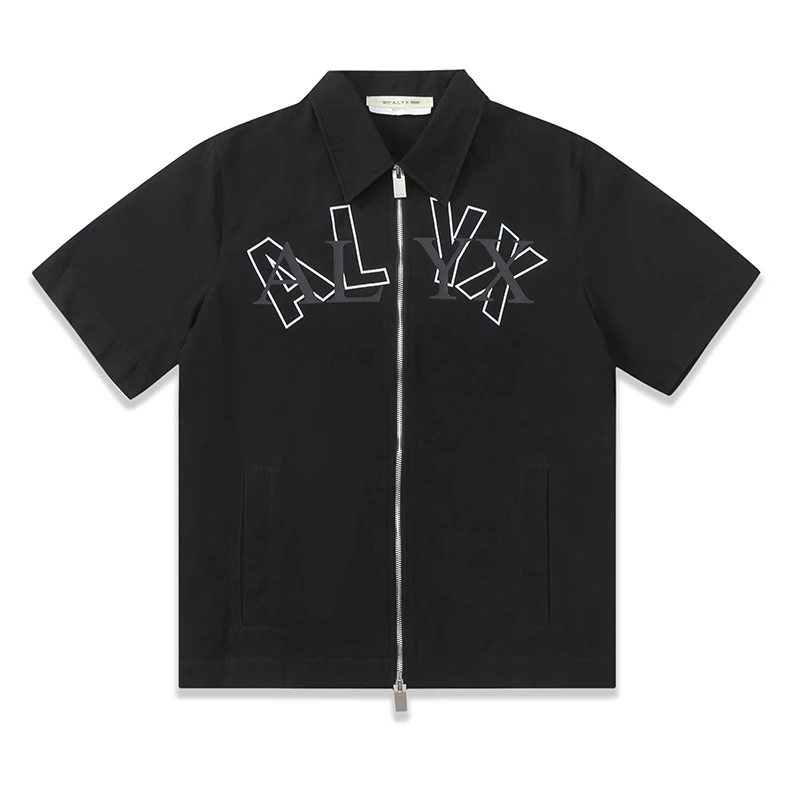 

Zipper Cardigan 1017 Alyx 9sm T Shirt Men Women Functional Stroke Overlapping Oversized Lapel T-shirt Hip Hop Clothes