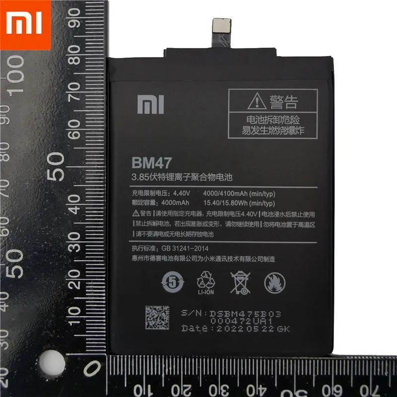 2022 новый 100% Оригинальный BM47 полная емкость 4000 мАч аккумулятор для Xiaomi Redmi 3 3S 3X Xiao mi