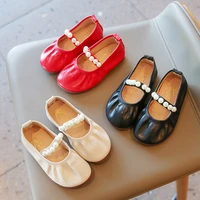 new girls princess shoes pearl summer baby girls soft sole student flat shoes 2022 autumn performance shoes wedding party gift