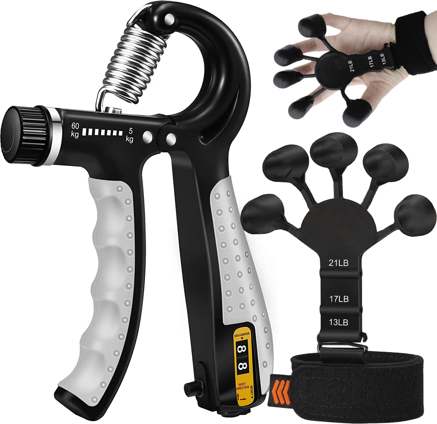 

5-60Kg Adjustable Gripper Hand Exerciser Grip Wrist Training Increase Strength Spring Finger Pinch Carpal Expander for Patients