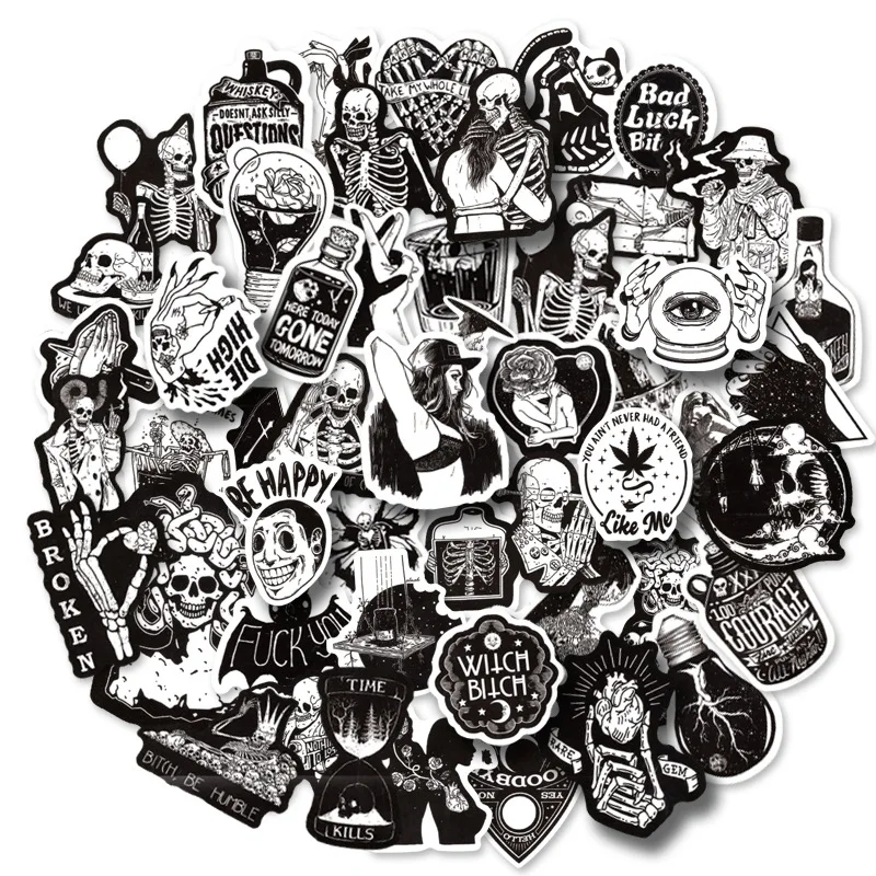 

50PCS Cool Gothic Scrapbook Stickers Pack for Teens Vinyl Punk Gothic Stickers for Water Bottle, Computer, Skateboard, Tablet,
