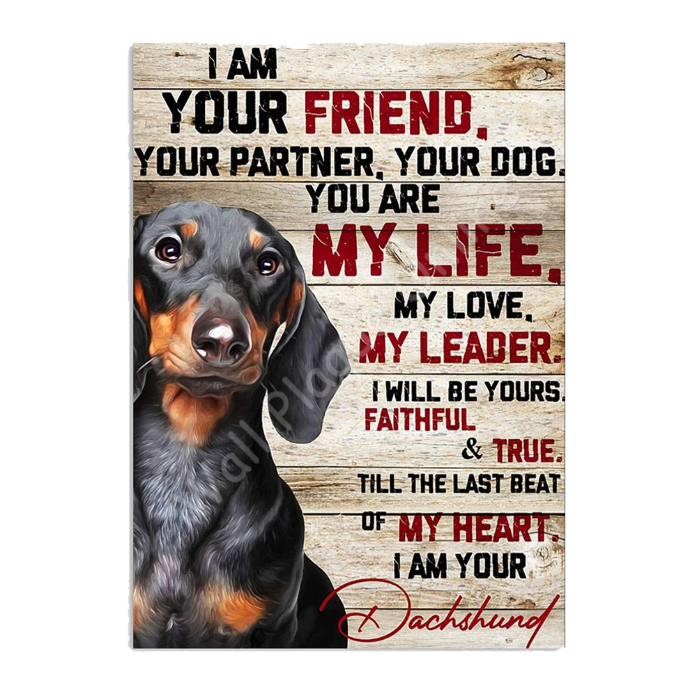 

Dachshund Poster I'm Your Friend Your Partner Your Dog Tin Signs Cafe Living Room Bathroom Kitchen Home Art Wall Decor 12x8 Inch