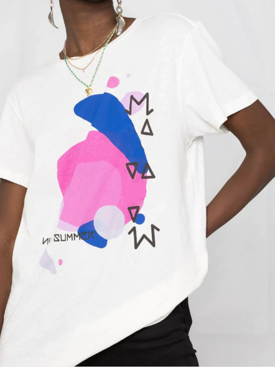 

Design Letter Print T Shirt Women 2022 Summer Abstract Oversized T-shirt Streetwear Casual Round Neck All-match Top Women