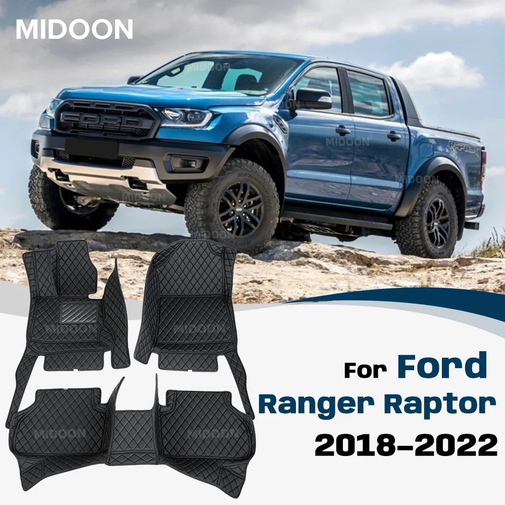 Фото Для Ford Ranger Raptor 2018–2022: Водонепроницаемые коврики для пола автомобиля и багажника, защитные накладки на пол, аксессуары для салона авто №1
