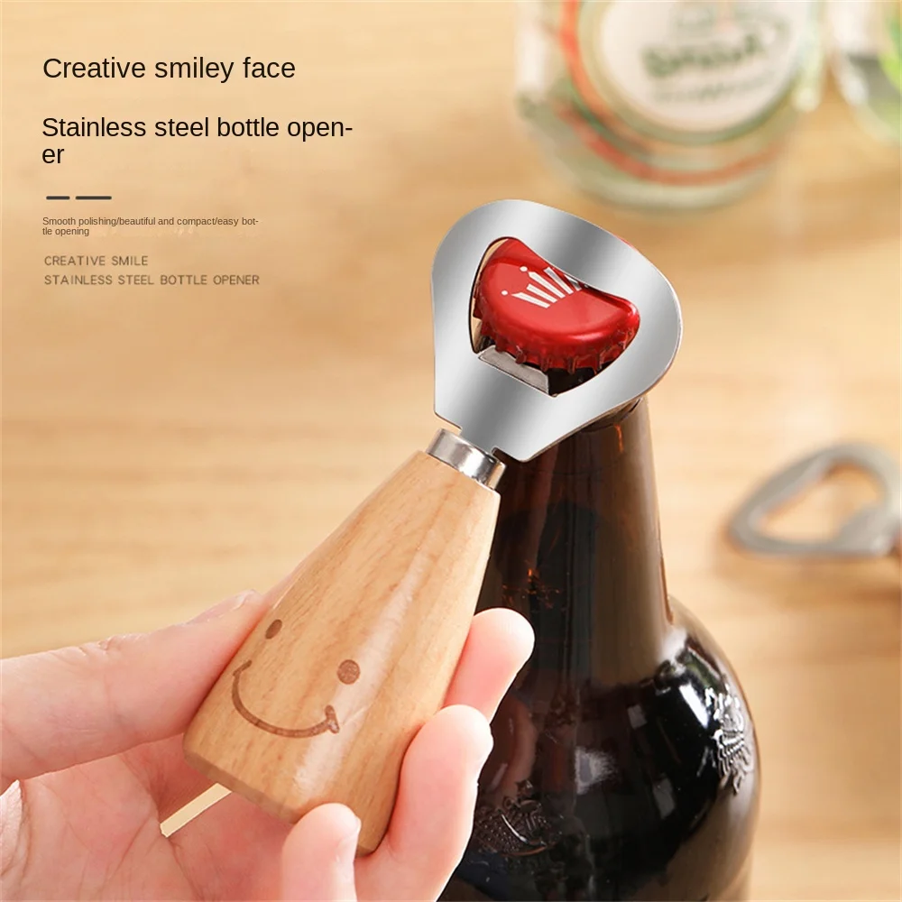 

Wood-handled Manual Jar Opener Beech Mildew-proof Firm Professional Handheld Opener Stainless Steel Labor-saving Wine Openers