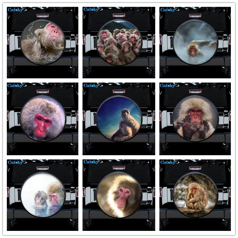 Чехол для запасных шин с принтом животного-макак водонепроницаемый протектор