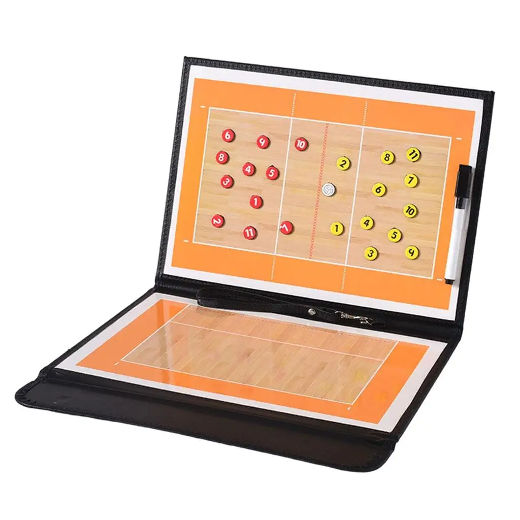 

Foldable Double-Sided Volleyball Coaching Clipboard Coaches with Marker Pen Magnets Volleyball for Accessories