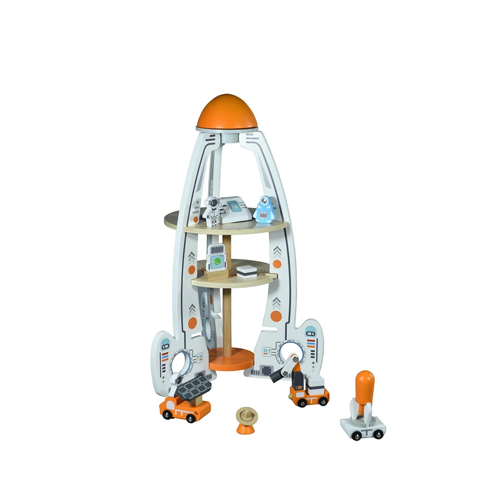 

Pretend Game Toys 3 Storey Educational Wooden Cosmic Rocket Station Toys