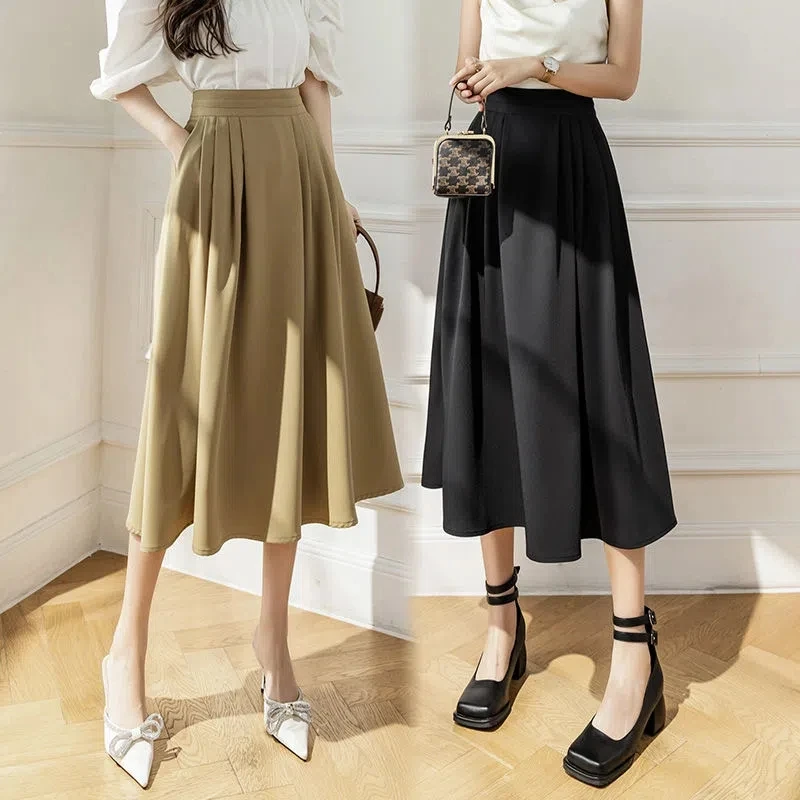

Suit Long Dress Women's Summer New Half Vintage Umbrella Skirt A-line Skirt Half Body Skirt P3 914