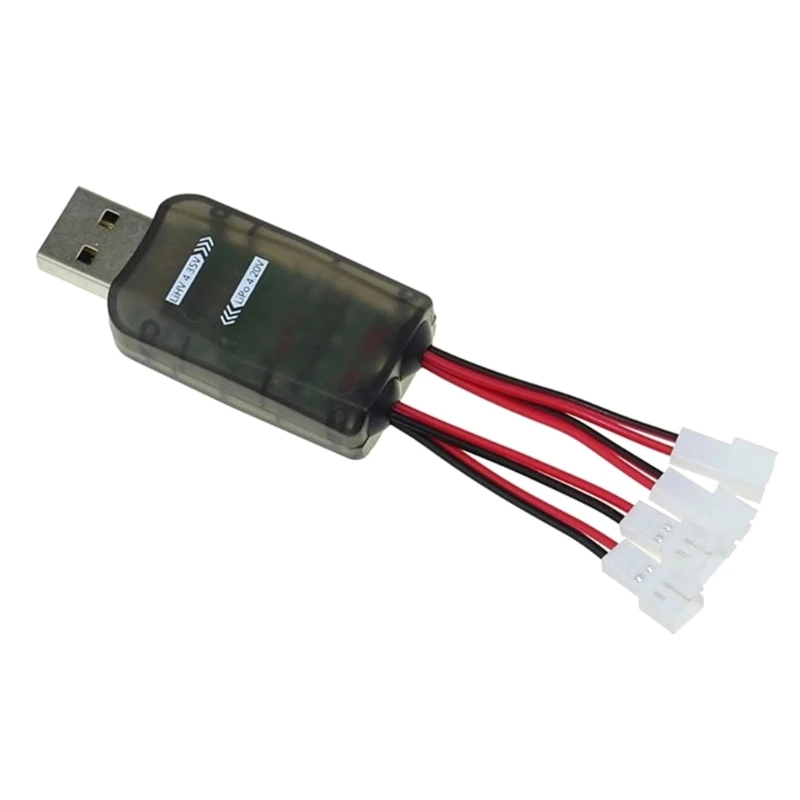 USB-адаптер для зарядки аккумулятора с 4 слотами V911 1S 3 7 В/3 8 В Lipos/LiHV идентификацией