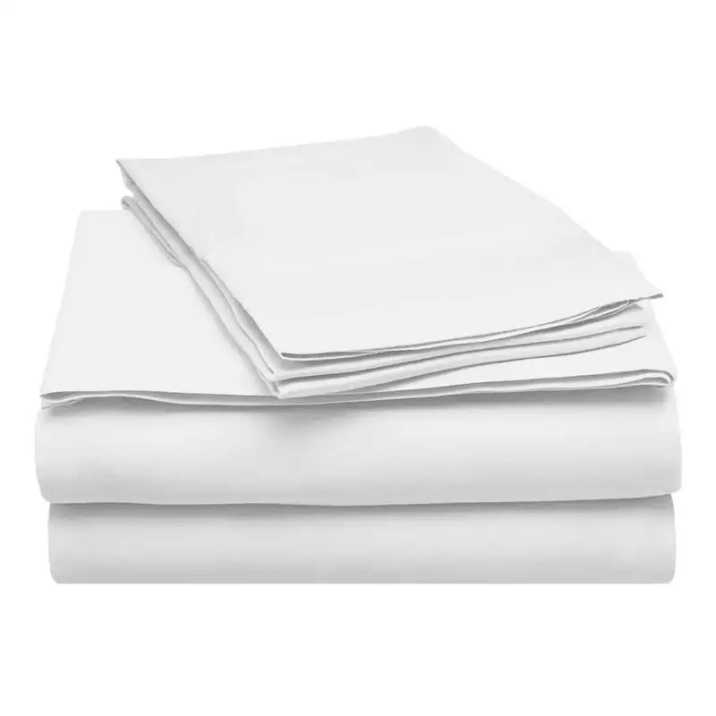 

4-Piece Classic 300 Thread Count White Cotton Sheet Set, Full