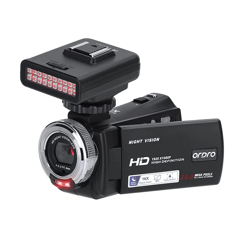 

Ordro V12 1080P FULL HD Video Camera Professional Youtube Digital Camcorder with IR Night Vision for Vlogger