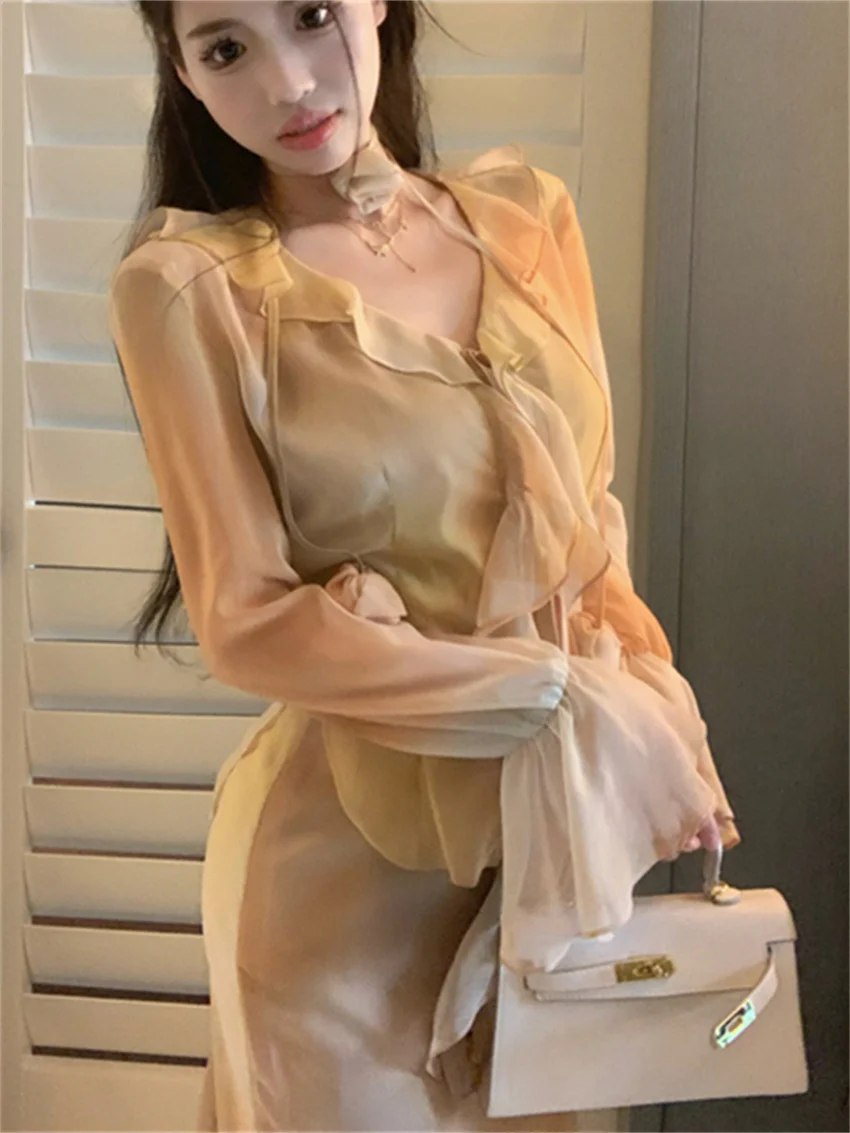 Женские шикарные пикантные костюмы PLAMTEE S-M с оборками Осенние мягкие