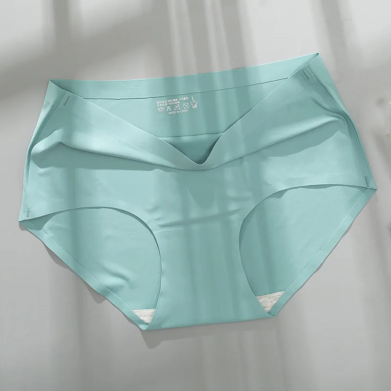 10PCS One Piece Seamless Panties Women's Ice Silk Mid-waist Pure Cotton Crotch Female's Underwear Large Size Briefs