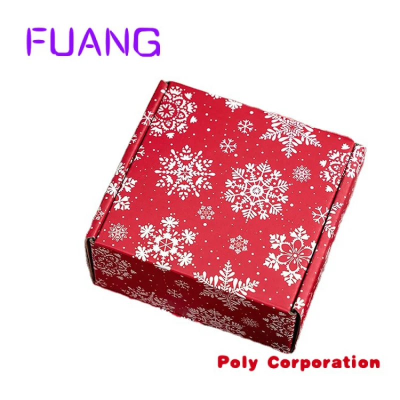 2022Hot sell Good quality red white fancy mail christmas corrugated box Gift decoration small busipacking box for small business