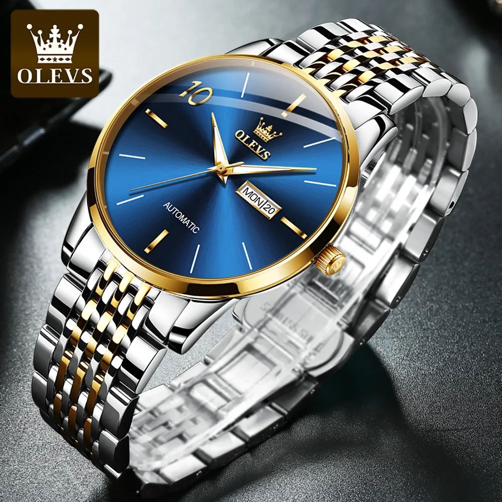 

OLEVS Top Brand 6632 Men Waterproof Luminous Date Wristwatches Automatic Mechanical Stainless Steel Strap Fashion Watch For Men