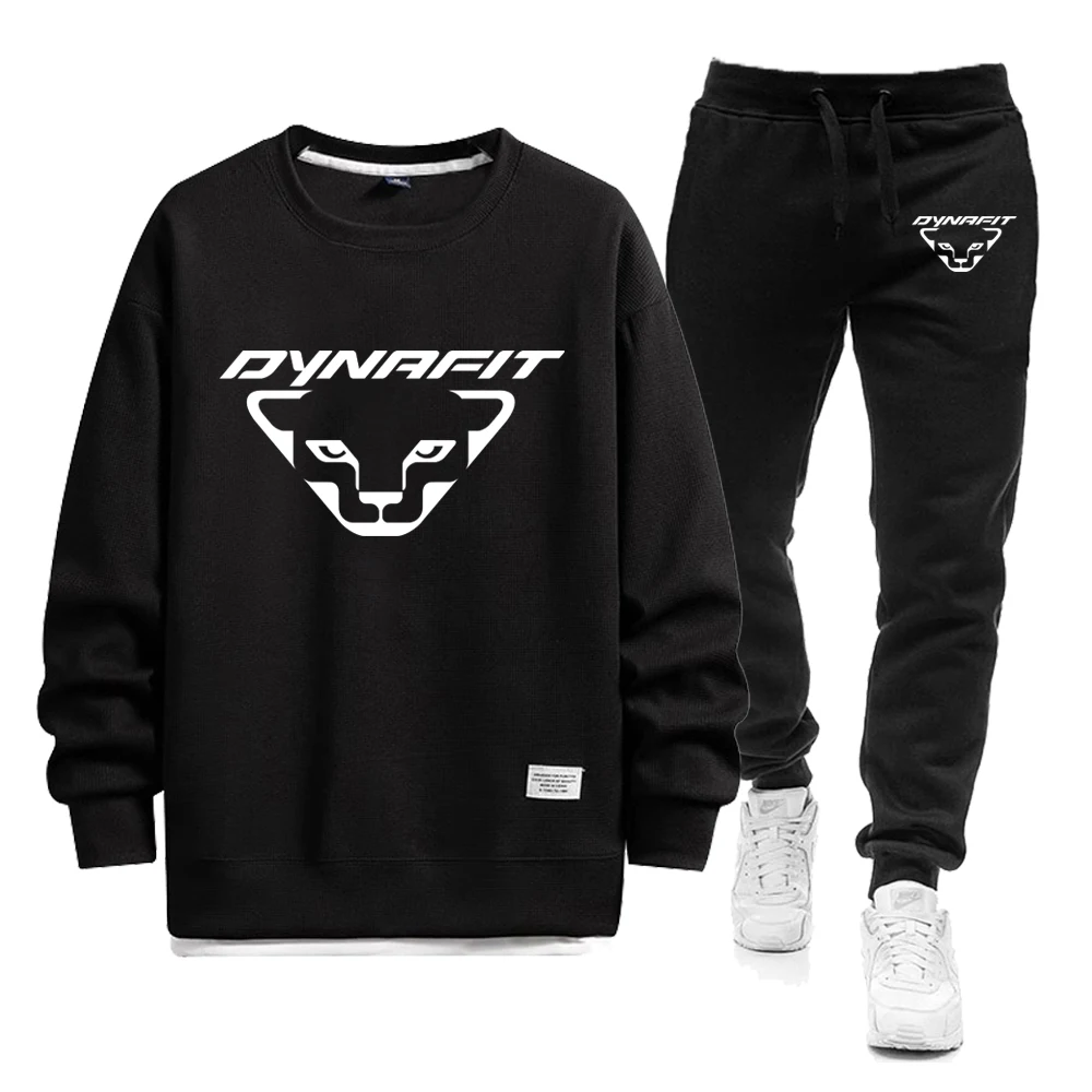 

DYNAFIT Men's Tracksuit Set Waffle Tops+Sweat Pants Suit New 2023 Autumn Long Sleeve Sweatshirt Jogging Trousers Men Sportswear