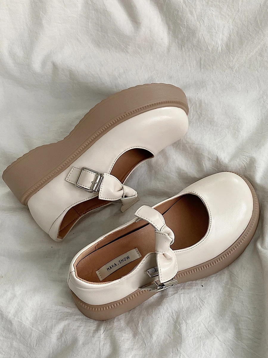 

Retro Woman Shoes Bow-Knot Female Footwear British Style Oxfords Clogs Platform Black Flats Butterfly Summer Dress New Preppy Le