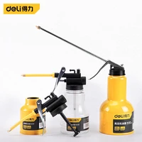 deli 1 pcs 180250350500ml oil can oiler high pressure pump portable lubrication machine manual oiling gun soft copper mouth