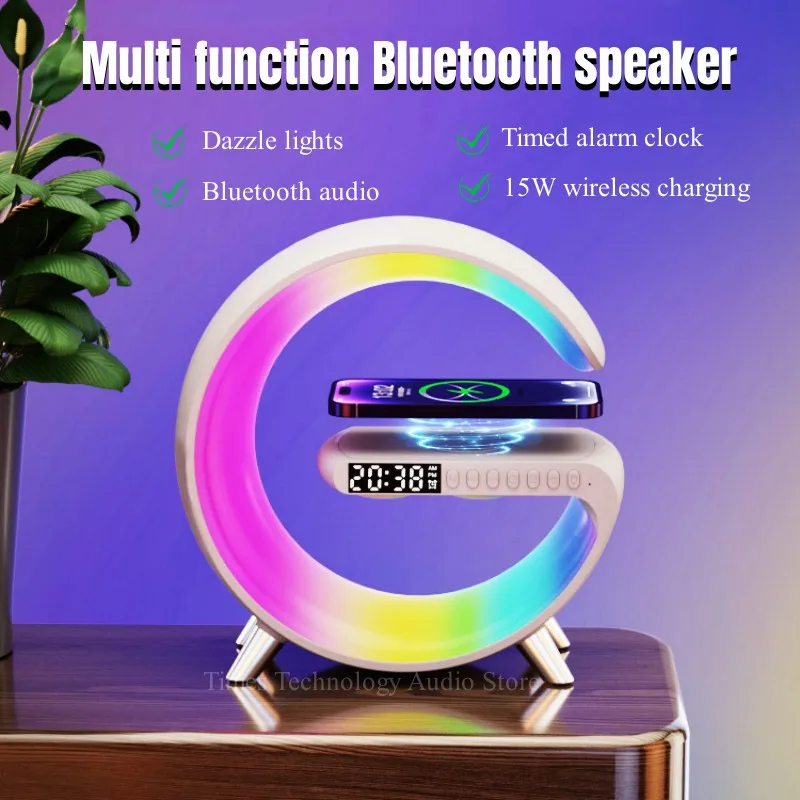 

Night Light RGB Atmosphere Desk Lamp Multifunctional iPhone Samsung Wireless Charger Alarm Clock Intelligent Bluetooth Speakers