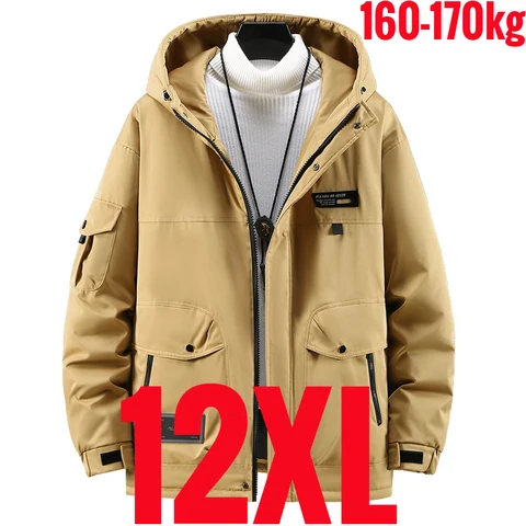 Большой размер 12XL Парка Мужская зимняя куртка с капюшоном Мужская водонепроницаемая ветровка с толстой подкладкой Теплая Extra Big Plus 6xl 7xl 8xl 9xl 10xl