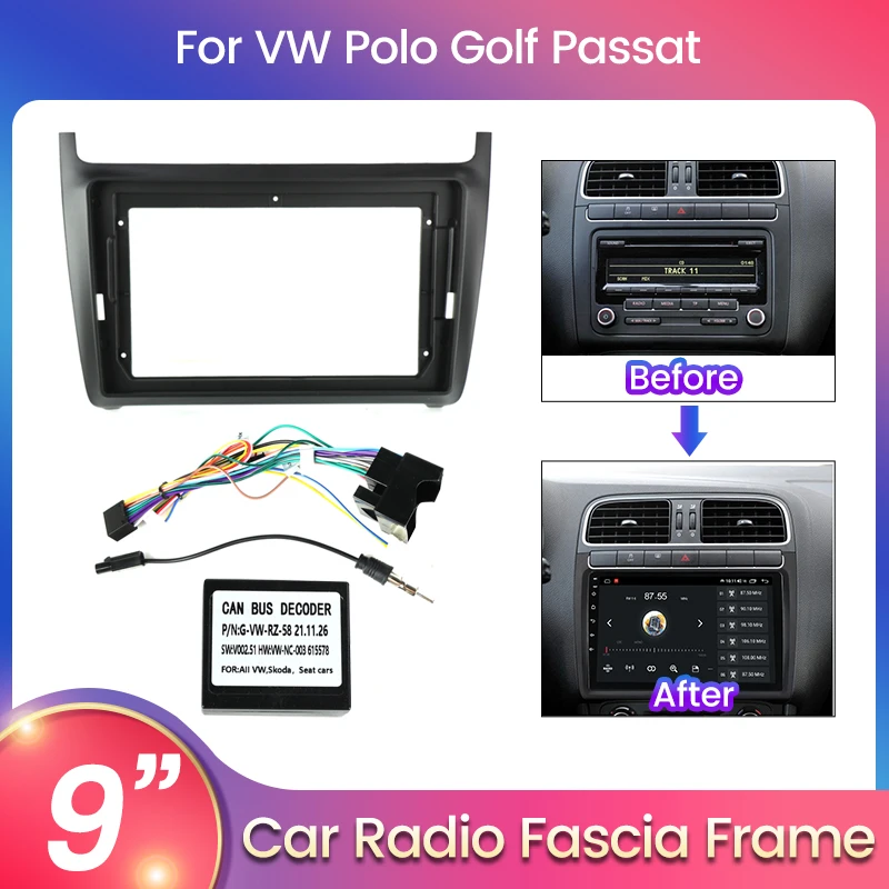 Автомобильная магнитола 2 Din для VW Volkswagen POLO Sedan 2008-2015 9 дюймов DVD стерео Рамка