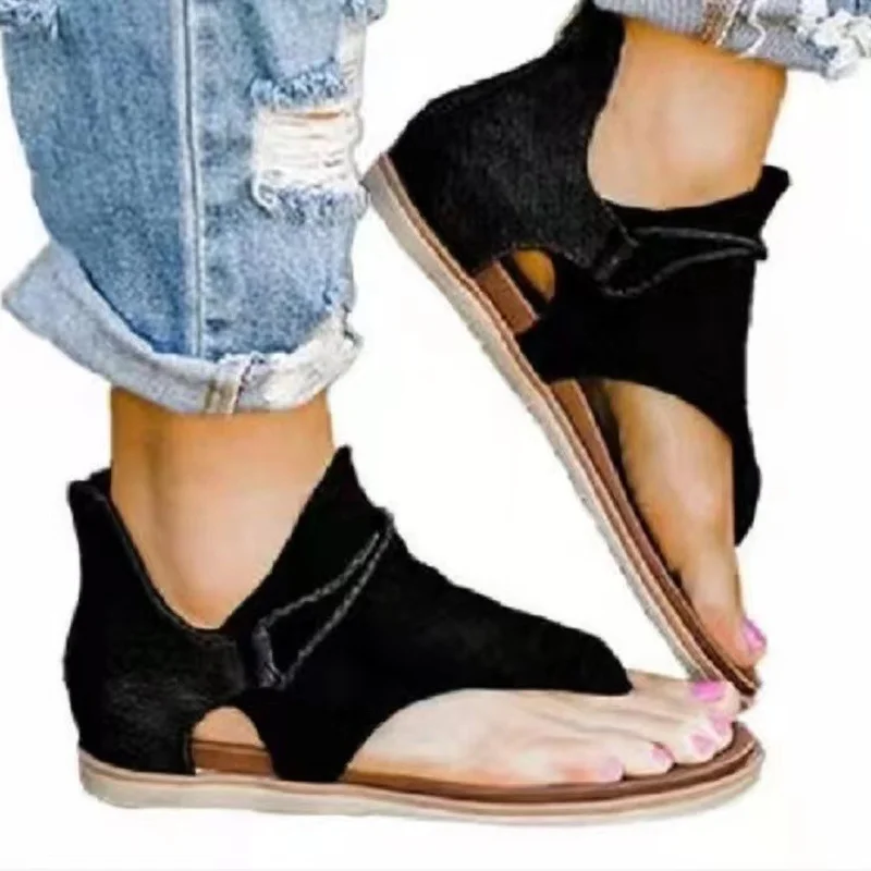 Women Flat Sandals Leopard Snake Print Summer Large Size Beach Leather Sandals Retro Plus Size 43 Gladiator Flip Flops Sandals