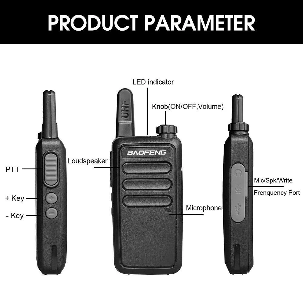 2pcs Baofeng BF-R5 Mini Walkie Talkie USB Fast Charger BF-C9 Ham CB Portable Radio Set BFR5 walkie-talkie two way radio+ Headset