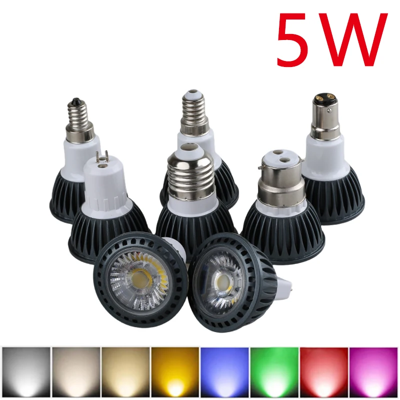 

RGB LED Bulbs 5W Dimmable Spotlight 30W Halogen Equivalent 36° Narrow Beam Angle E27 E14 GU10 MR16 110V 220V COB Downlight Bulbs