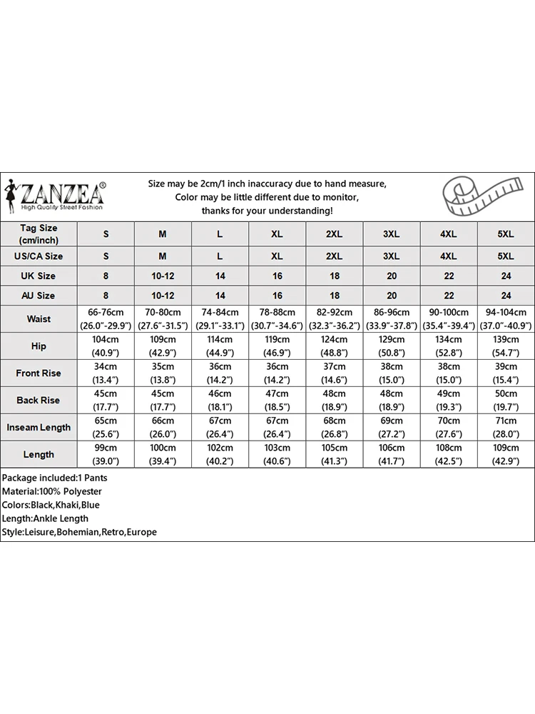 Осенне-летние брюки ZANZEA модные женские элегантные свободные широкие 2024