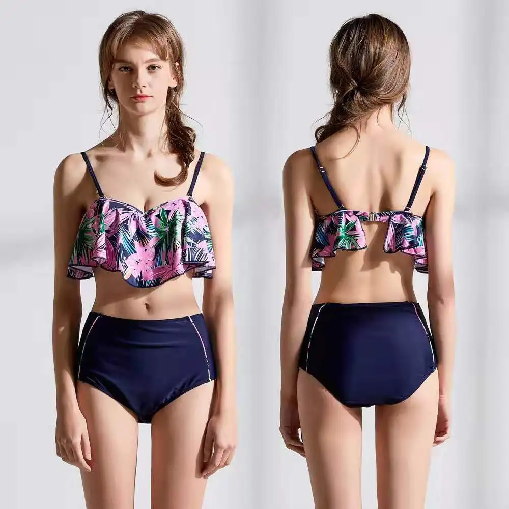 

Women Bikini Swimwear BeachShiny Sexy high Cut Crop Top Two Piece Bikini