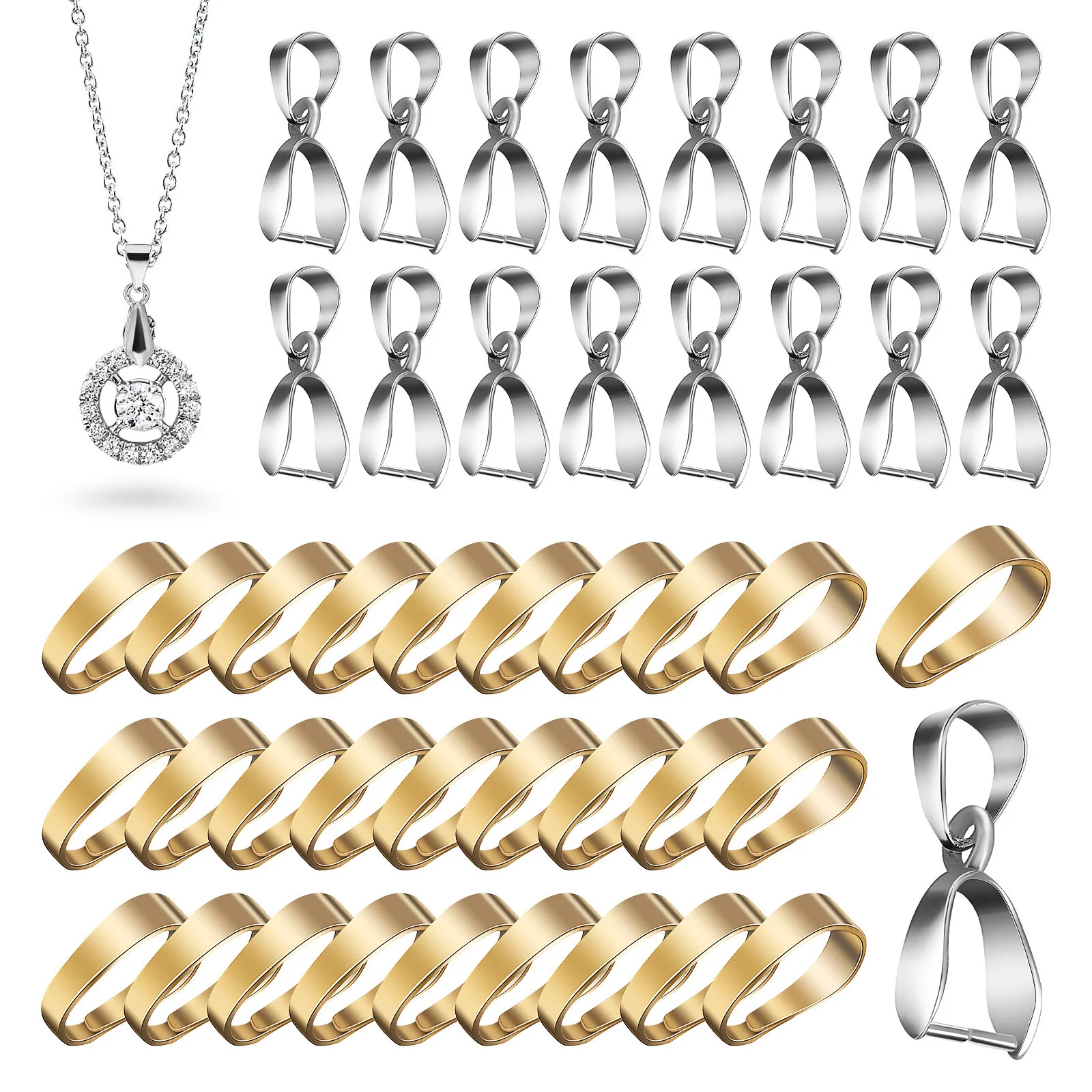

Pendant Clasp Connectors Necklace Clasps Pinch Clips Bails DIY Jewelry Making Snap Open Brass Fittings