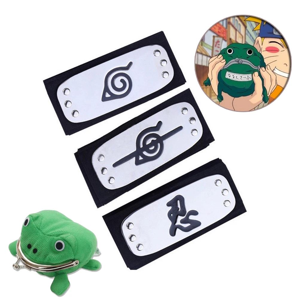 

Anime Frog Coin Purse Headband Cosplay Costumes Accessories Props PU Cool Headwear Pain Gaara Orochimaru Kakashi Headband 90CM