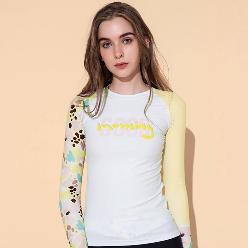 Women's Fashion Quick-Drying Sunscreen Split Long-Sleeve Surfing Suit UPF50+ Water Sports Beach Swim Snorkeling Surfing Top 2023