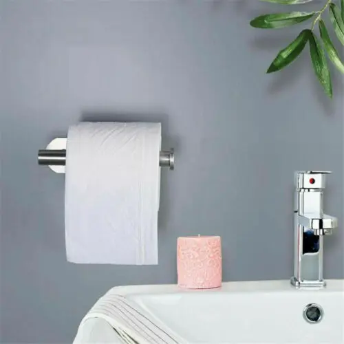 

Stainless Steel Toilet Roll Paper Holder Rack Wall-Mount Bathroom Self Adhesive