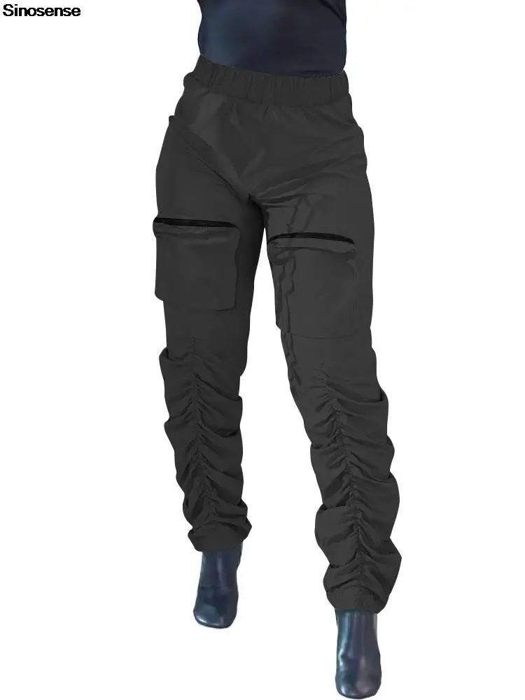 

Брюки-карго женские с рюшами, джоггеры с многослойным карманом на молнии, модная уличная одежда в стиле сафари, летние штаны, Y2K