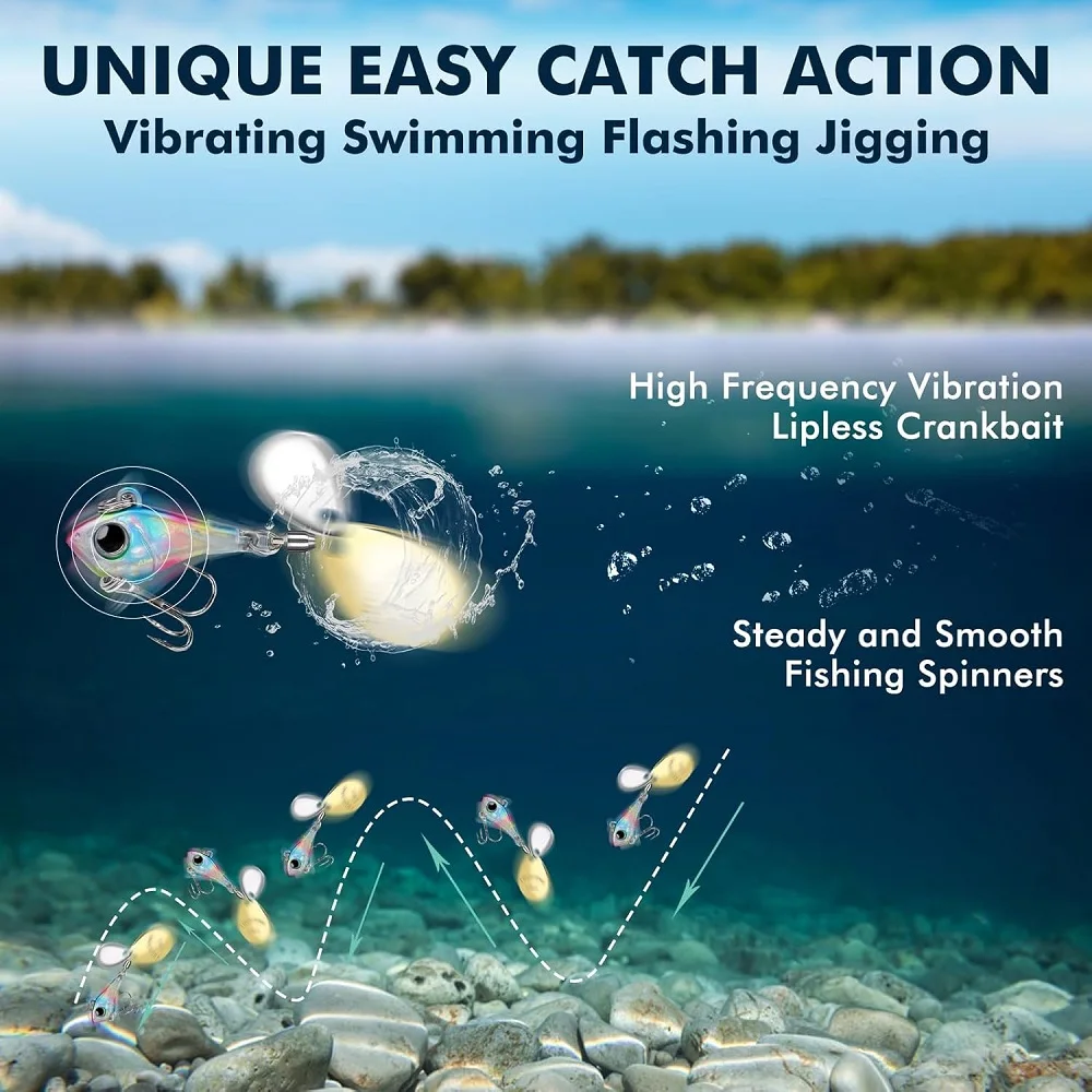 Фото Рыболовные приманки Vibespinner Easy Catch с крючками BKK, виброхвосты с 4 режимами движения: вибрация, плавание, вспышка и джиггинг. №4