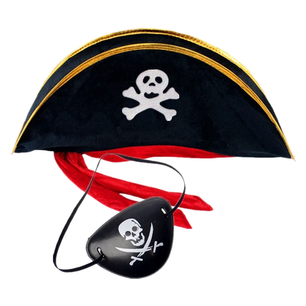 

2pcs Hat and Eye Patch Pirate Costume Eye Patch Childrens Adult Pirate Hat Girls Pirate Hat Pirate Party Hats